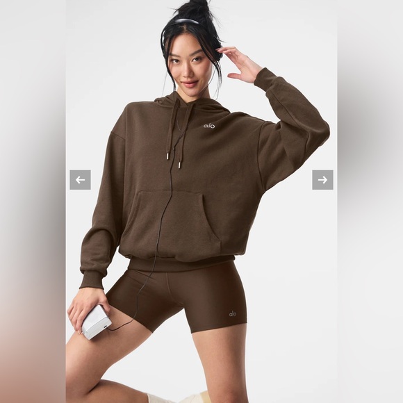 ALO Yoga Tops - ALO Yoga Accolade Hoodie with Pockets Espresso - Size Small (4-6) NWOT